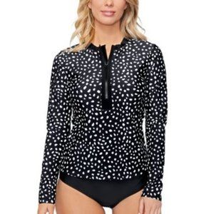 Island Escape Half-Zip Rashguard Swim Top Black White Small nwt